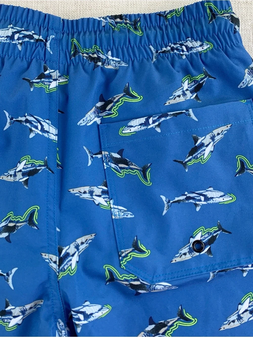 Old Navy New Boy's shark swim trunks in blue size XL